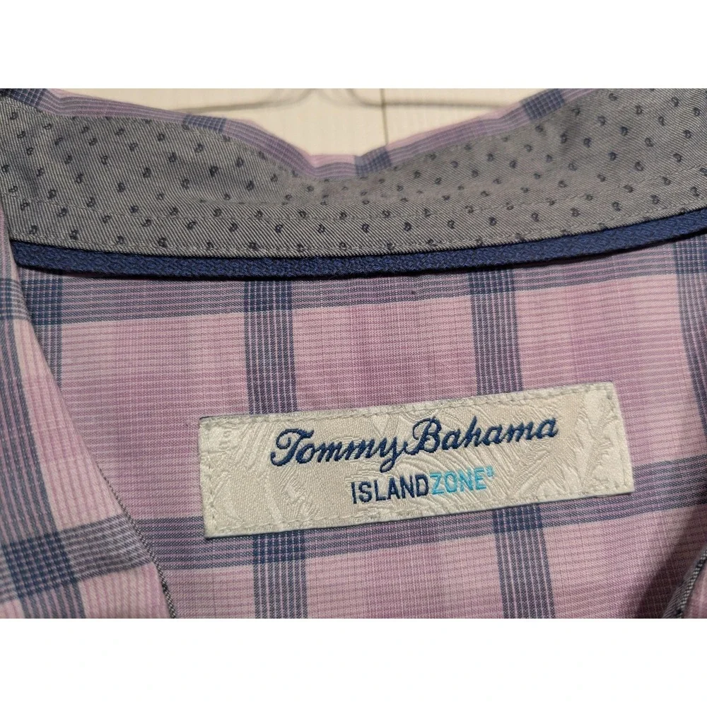 Tommy Bahama‎ Shirt Mens 2XL Purple Blue Check IslandZone Button Up Long Sleeve
